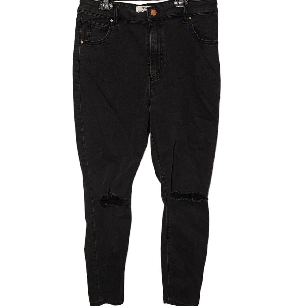Cotton‎ On High Cropped Light Black Skinny Jeans Size 10